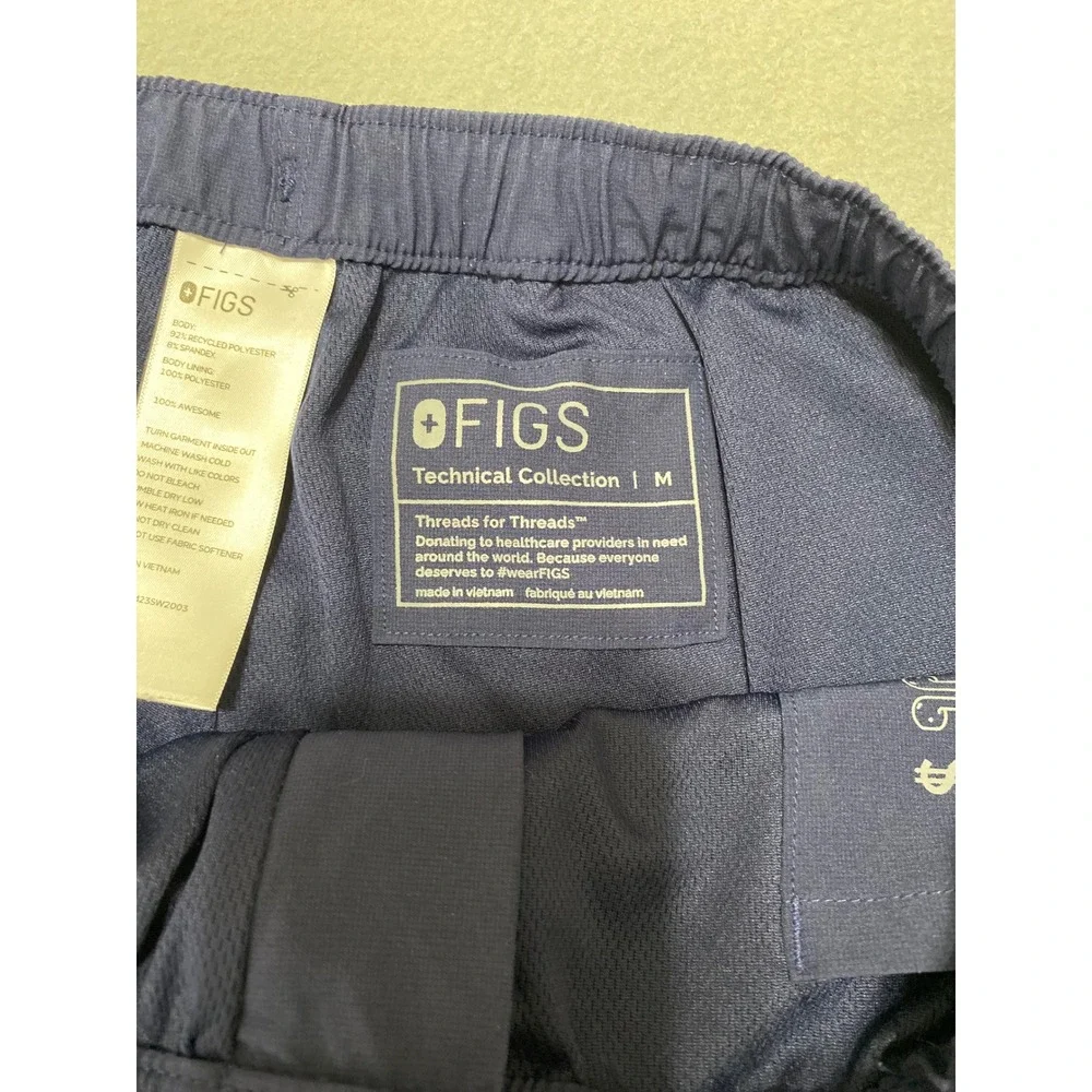 FIGS Technical Collection Mens Navy Blue Scrub Pants Medium Cargo‎ Zip Fly